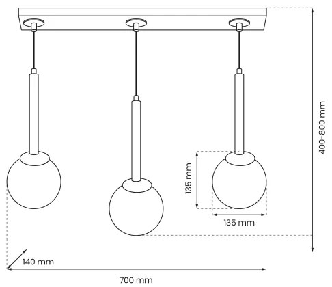 Lampadario a sospensione con filo PARMA 3xE14/40W/230V nero