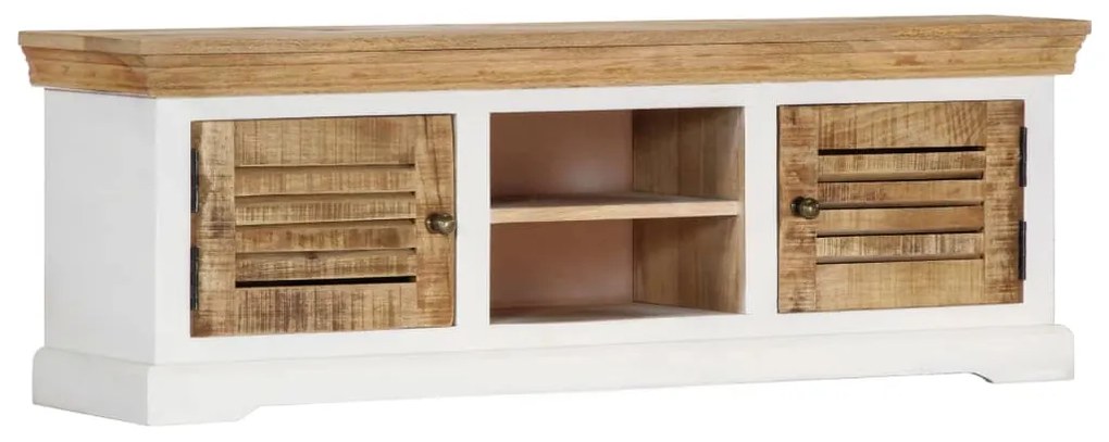 Mobile Porta Tv 118x30x40 Cm İn Legno Massello Di Mango /