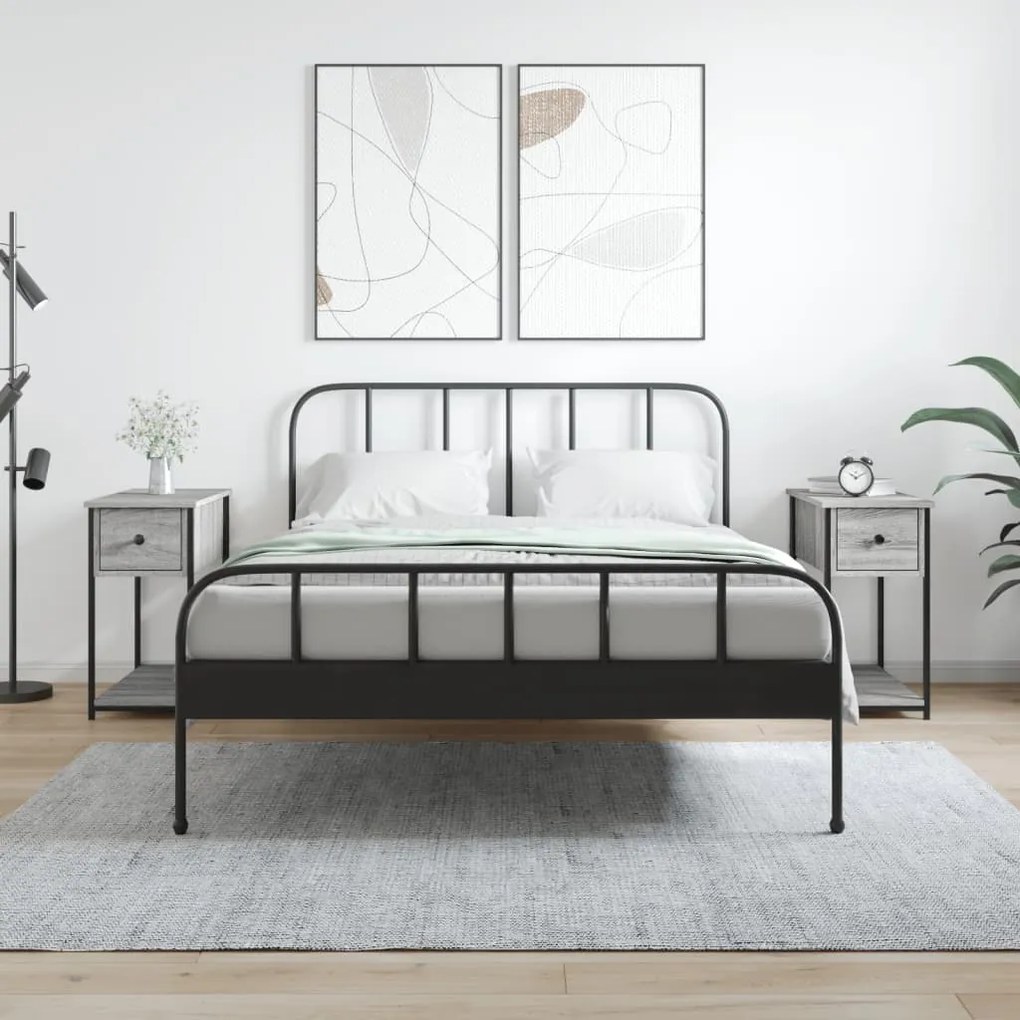Comodini 2 Pz Grigio Sonoma 30x60x60 Cm İn Legno Multistrato /