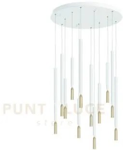 Sospensione multipla tubic 12 bianco oro led 3000k 5760lm 84w dimme...