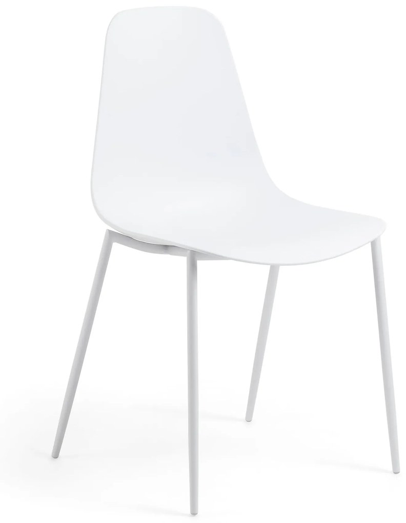 Kave Home - Sedia Whatts con gambe in acciaio con finitura bianco