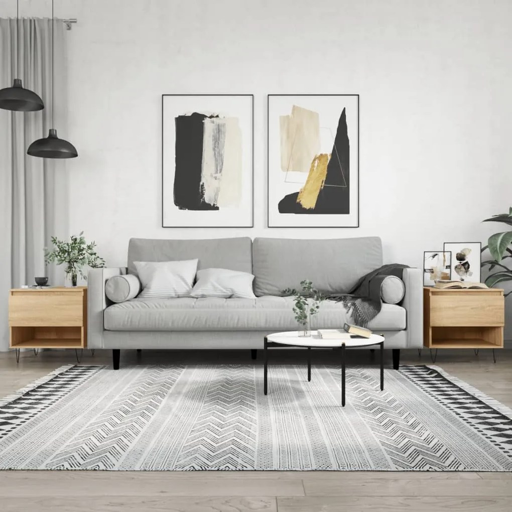Tavolini Salotto 2pz Rovere Sonoma 50x46x50cm Legno Multistrato /