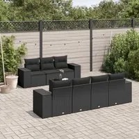 Set Divani da Giardino con Cuscini 8 pz Nero in Polyrattan 3254662