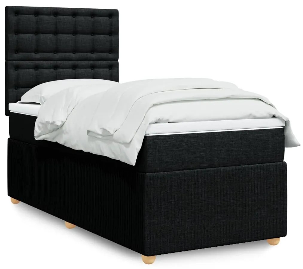 Giroletto A Molle Con Materasso Nero 100x200 Cm İn Tessuto /