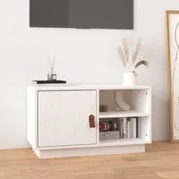 Mobile Porta TV Bianco 70x34x40 cm in Legno Massello di Pino 818236