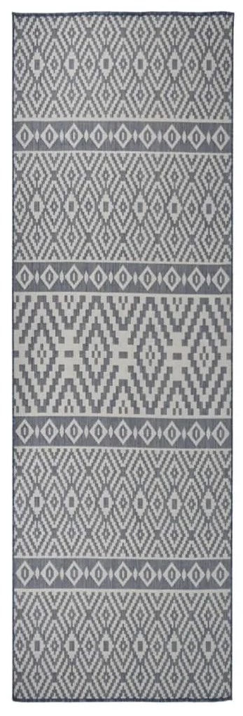 Tappeto Da Esterni A Tessitura Piatta 80x250 Cm Strisce Blu /