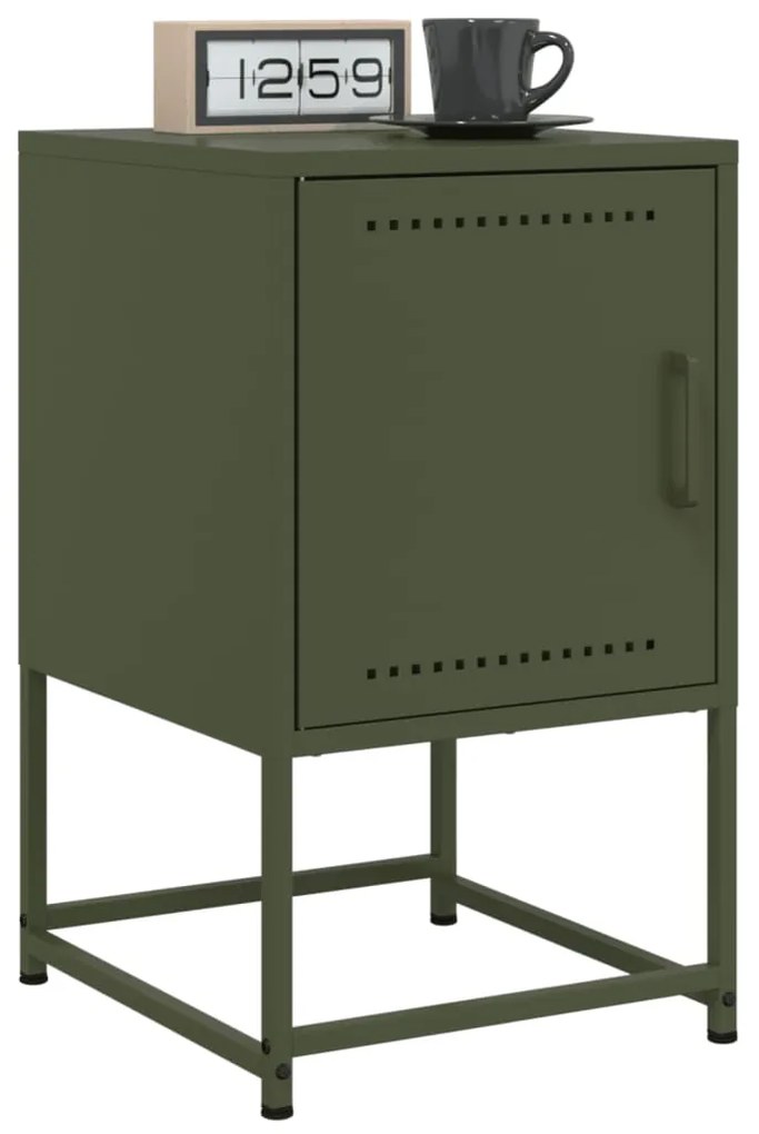 Comodini 2 Pz Verde Oliva 36x39x60,5 Cm İn Acciaio /
