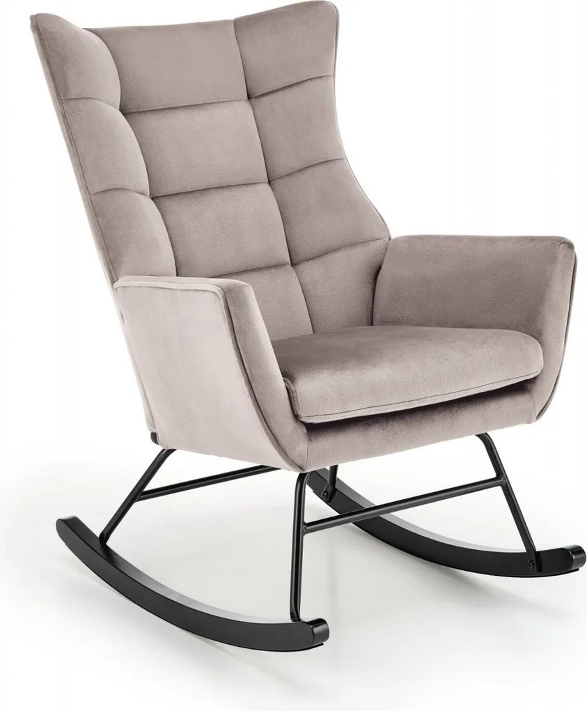 Poltrona a dondolo Bazalto in velluto beige - H92 cm
