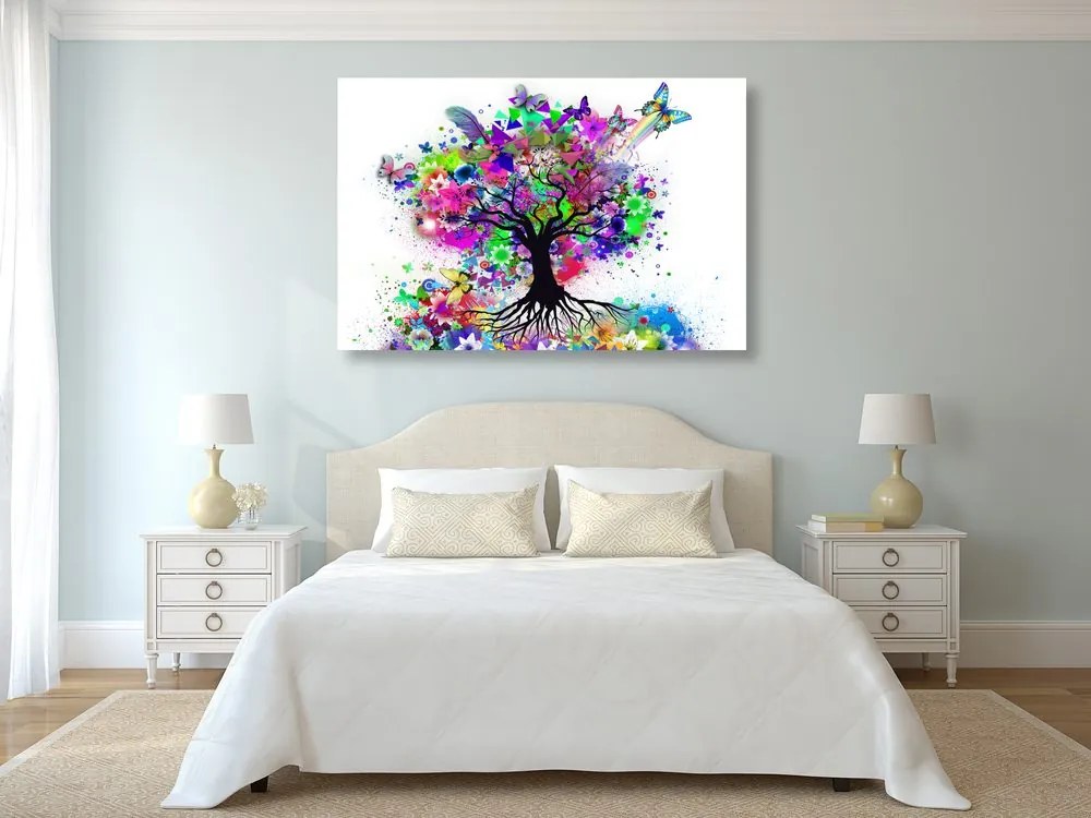 Quadro su tela – Albero fiorito pieno di colori