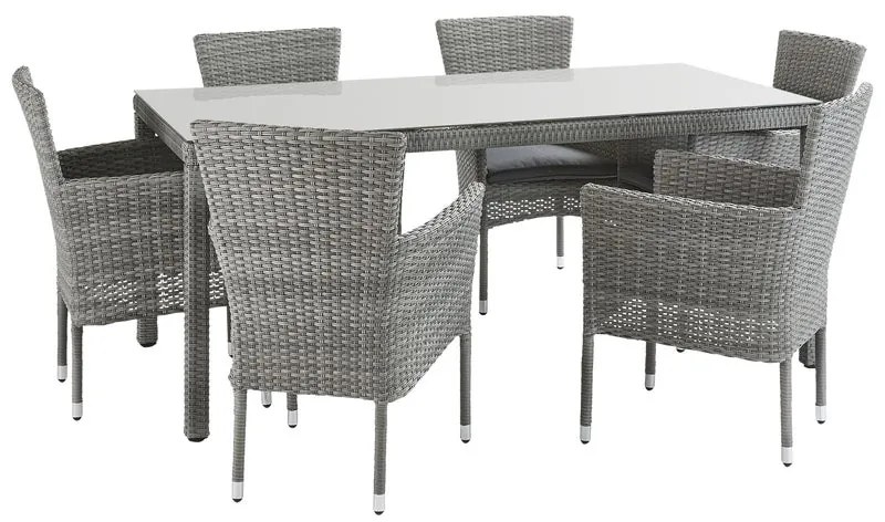 Set tavolo e sedie Davos NATERIAL in alluminio antracite per 6 persone