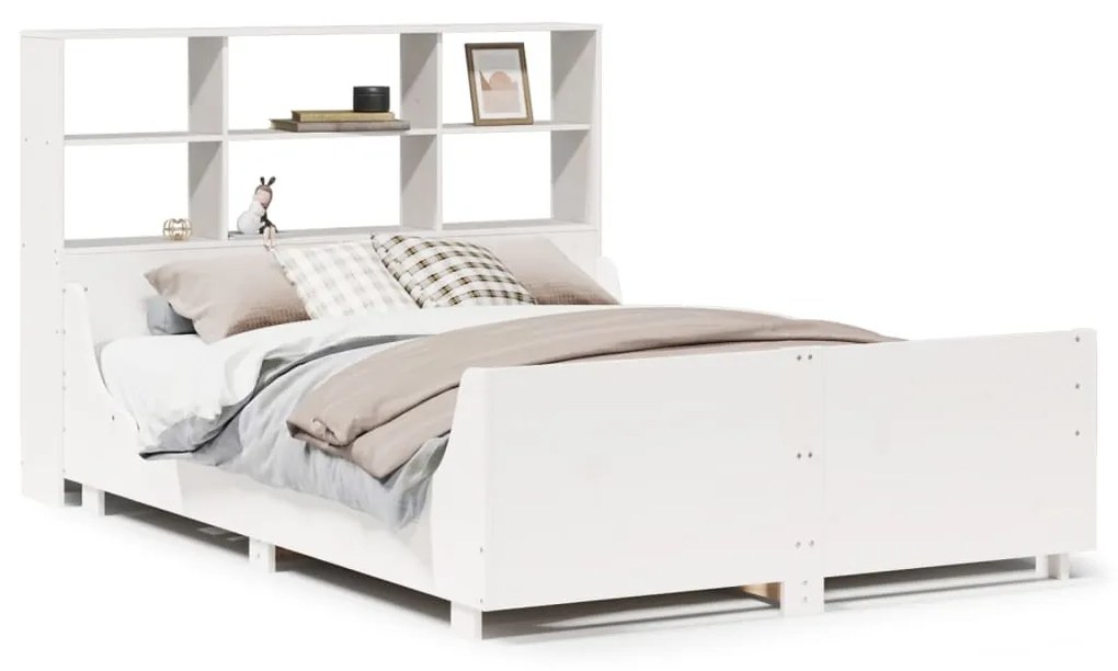 Letto libreria senza materasso bianco 160x200 cm legno massello