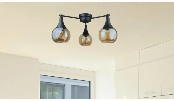 Lampadario a plafone STAR 3xE27/60W/230V nero/fumé beige