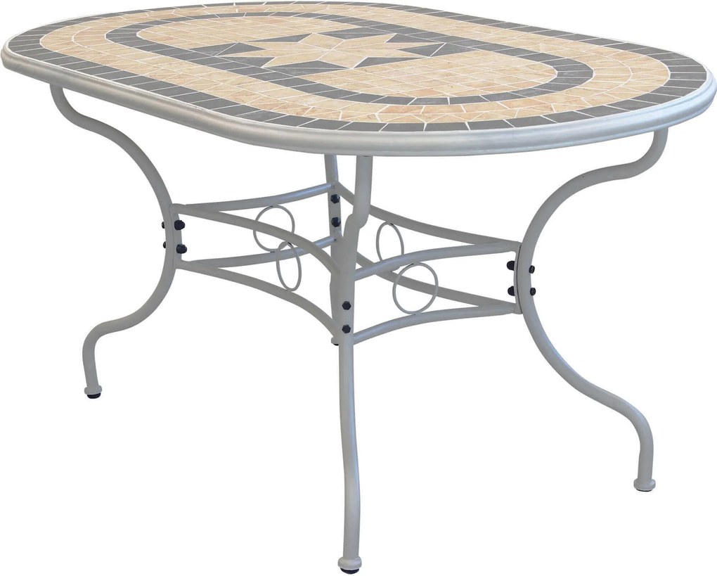 VENTUS - set tavolo in ferro cm 160 x 90 x 74 h con 4 sedie Ventus