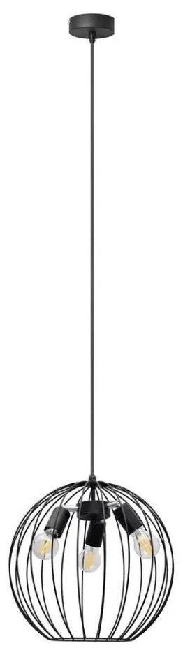 Lampadario a sospensione con filo MERCURE 3xE27/15W/230V diametro 40 cm nero