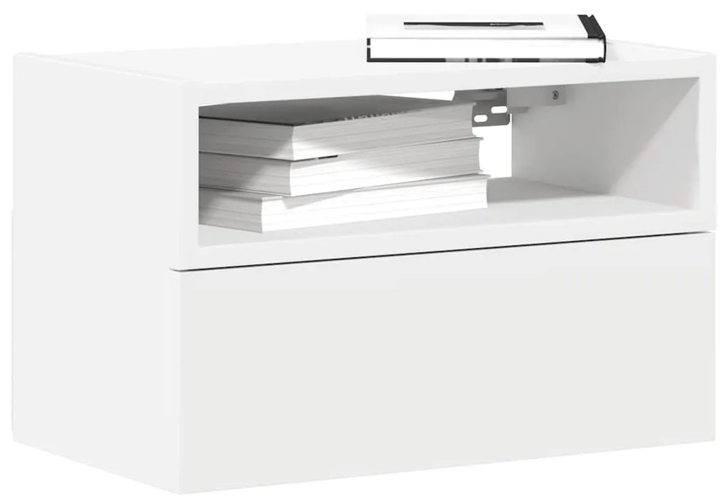 Comodini A Muro 2 Pz Bianchi 45x26x28,5 Cm /