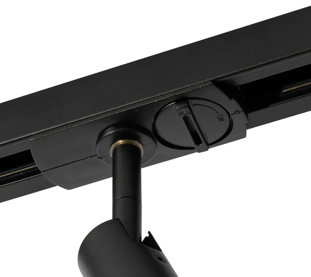 Sistema di illuminazione a binario moderno con 5 faretti neri monofase - Iconic Ivy