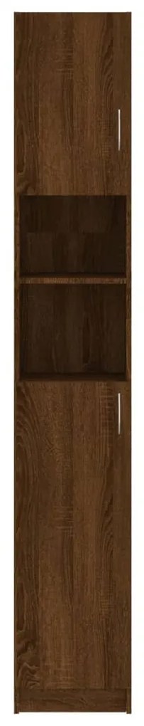 Armadietto bagno rovere marrone 32x25,5x190cm legno multistrato