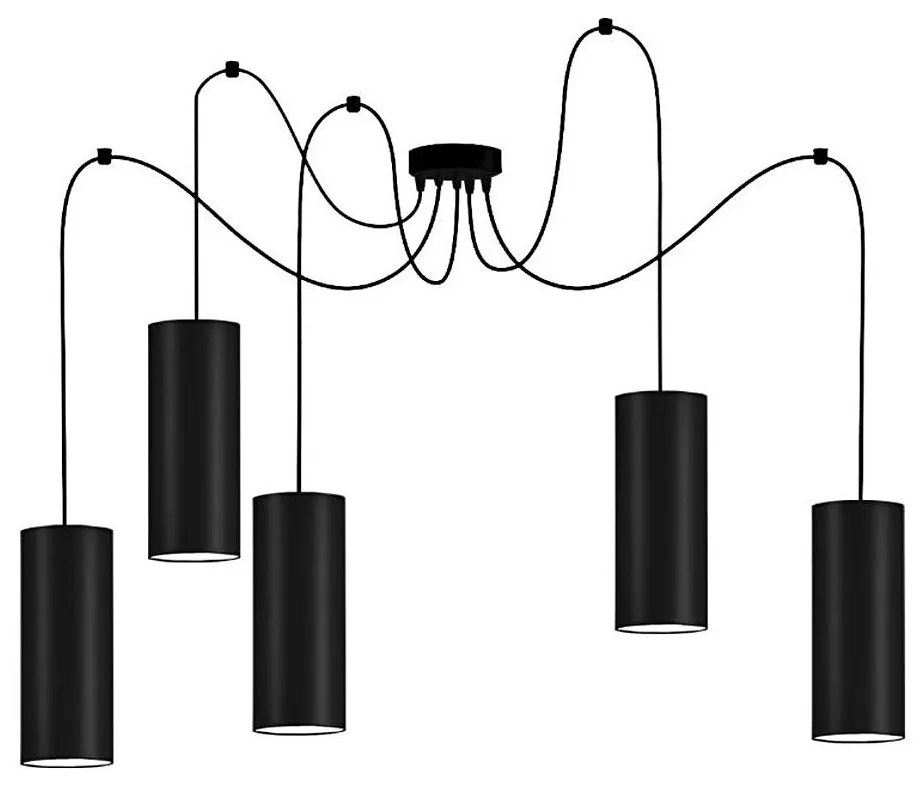Lampadario a sospensione con filo ZIK 5xE27/40W/230V ragno nero