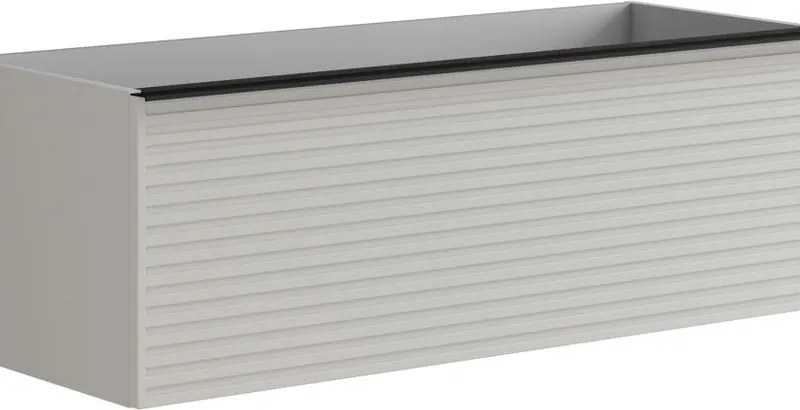 Mobile da bagno sospeso sotto lavabo Pixel stripes 2 cassetti L 120 x H 40 x P 45.5 cm grigio pastello e maniglia alluminio nero opaco