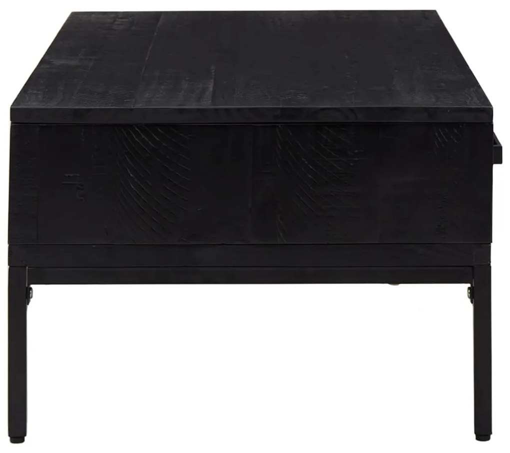 Tavolino da salotto nero 90x50x35 cm in legno massello di pino