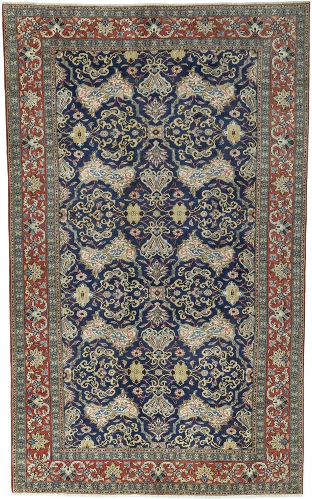 Ghom Tappeto 330x200 Blu (Iran) Annodato A Mano