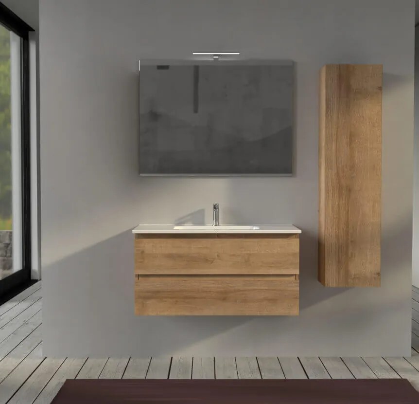 Mobile da bagno 100 cm sospeso Rovere - Sofia