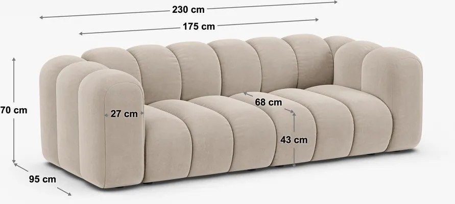 Divano grigio 228 cm Lupine - Micadoni Home