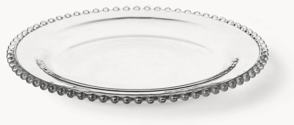 Piatti piani in vetro con bordo decorato Perles 3 pz