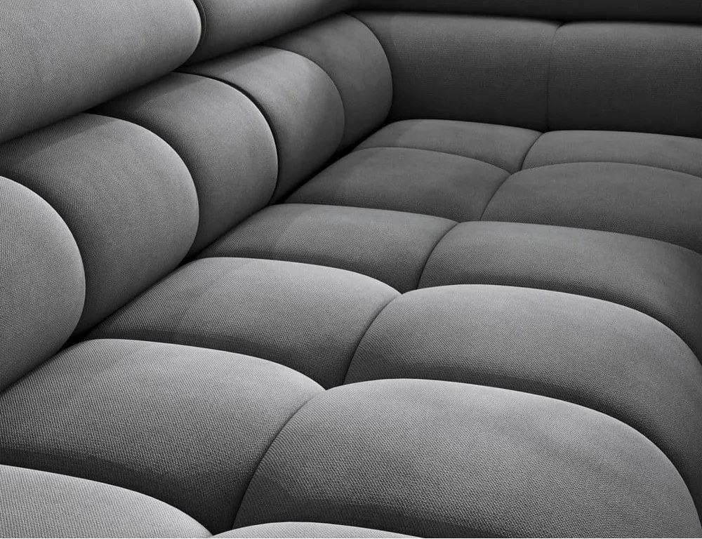 Divano angolare grigio scuro allungabile/con contenitore (con penisola a destra/a L) e rivestimento in velluto Ferucce – ELTAP