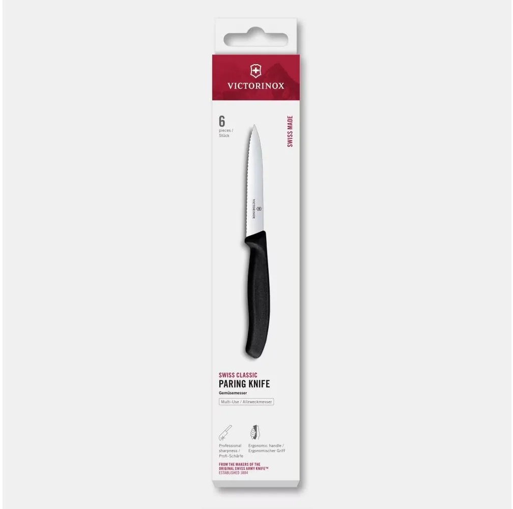 Victorinox - Set di 6 coltelli da verdura SWISS CLASSIC, lame da 10 cm, nero