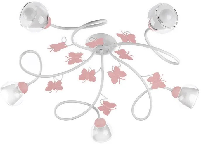 Plafoniera bambino Plafoniera bambino BUTTERFLY 5 x E14 rosa IP20, 5XE14