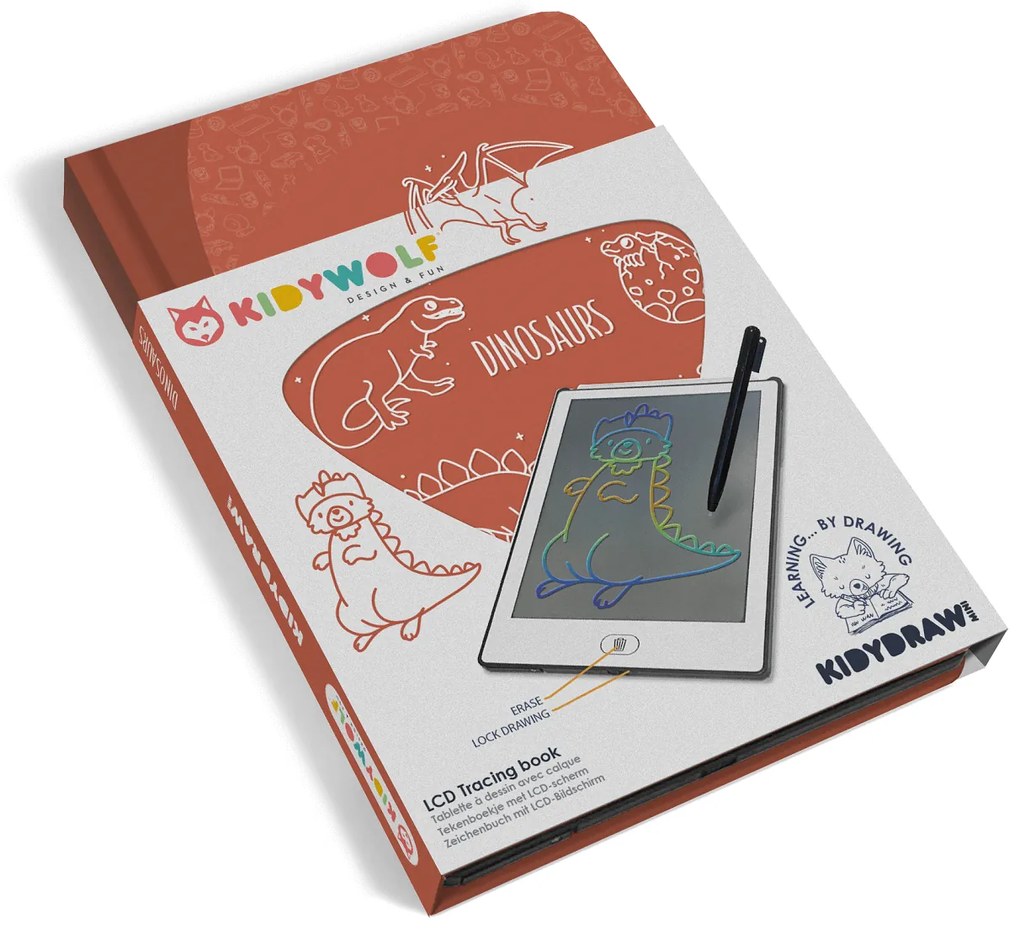 Kidywolf - Tavoletta da disegno Kidydraw mini - dinosauri