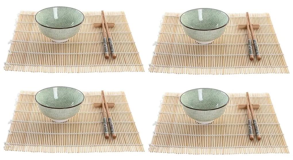 Set per Sushi DKD Home Decor Bambù Gres Orientale (16 Pezzi)