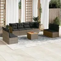 Set Divano da Giardino 9 pz con Cuscini Grigio in Polyrattancod mxl 111607