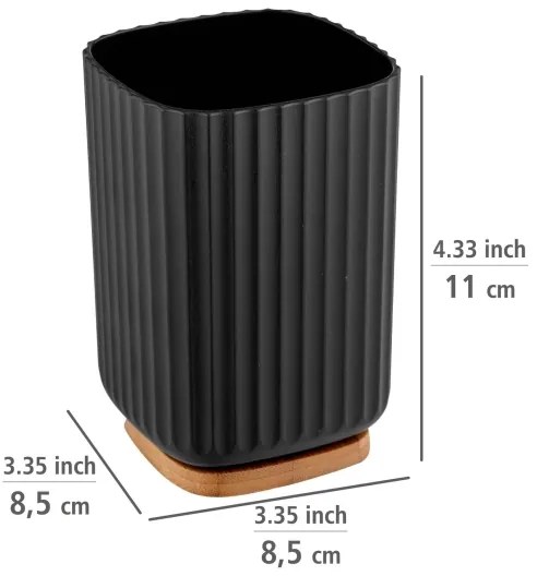 WENKO 25297100 - Portaspazzolino ROTELLO 8,5x11 cm nero/marrone
