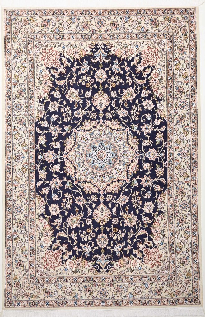 Nain Tappeto persiano 140x200 Blu (Iran) Annodato A Mano
