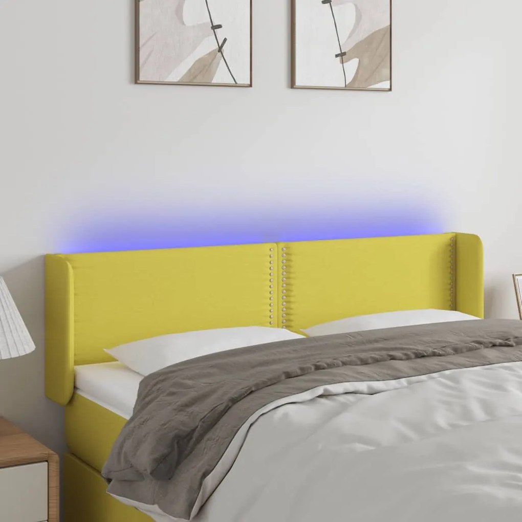 Testiera A Led Verde 147x16x78/88 Cm İn Tessuto /