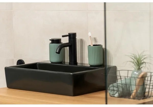 WENKO 24807100 - Dispenser di sapone BELLUNO 8x13,5 cm verde/nero