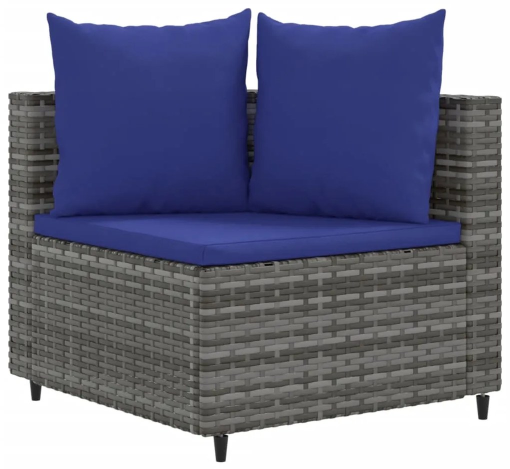 Set divano da giardino 10 pz con cuscini grigio in polyrattan