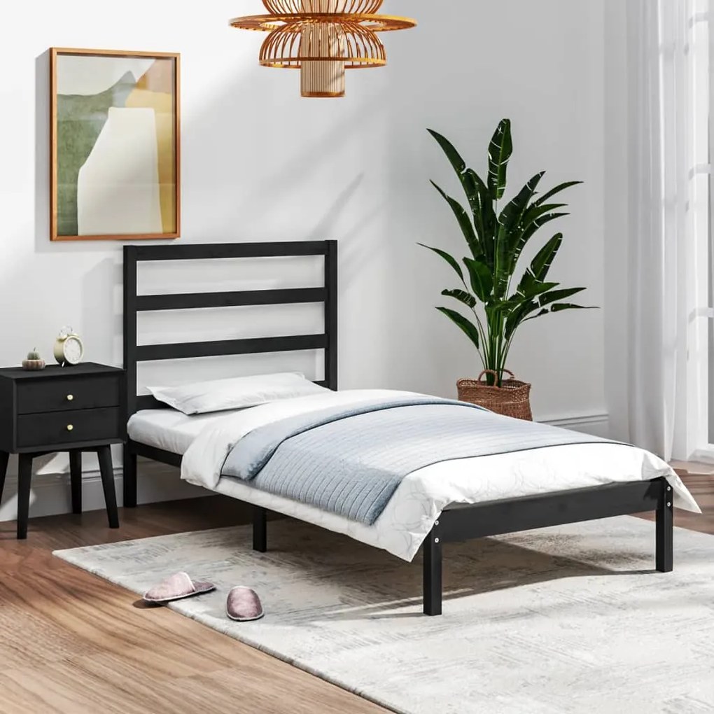 Giroletto İn Legno Massello Nero 75x190 Cm Small Single /
