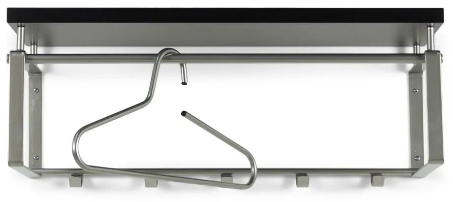 Attaccapanni da parete nero/argentato in metallo con scaffale 70 cm Rex – Spinder Design