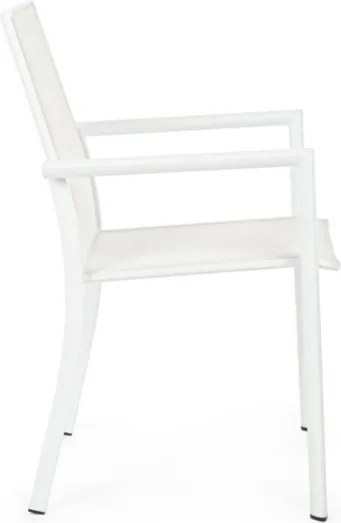 Set 4 Sedie Da Esterno Bianche In Alluminio E Textilene Con Braccioli Konnor Bizzotto