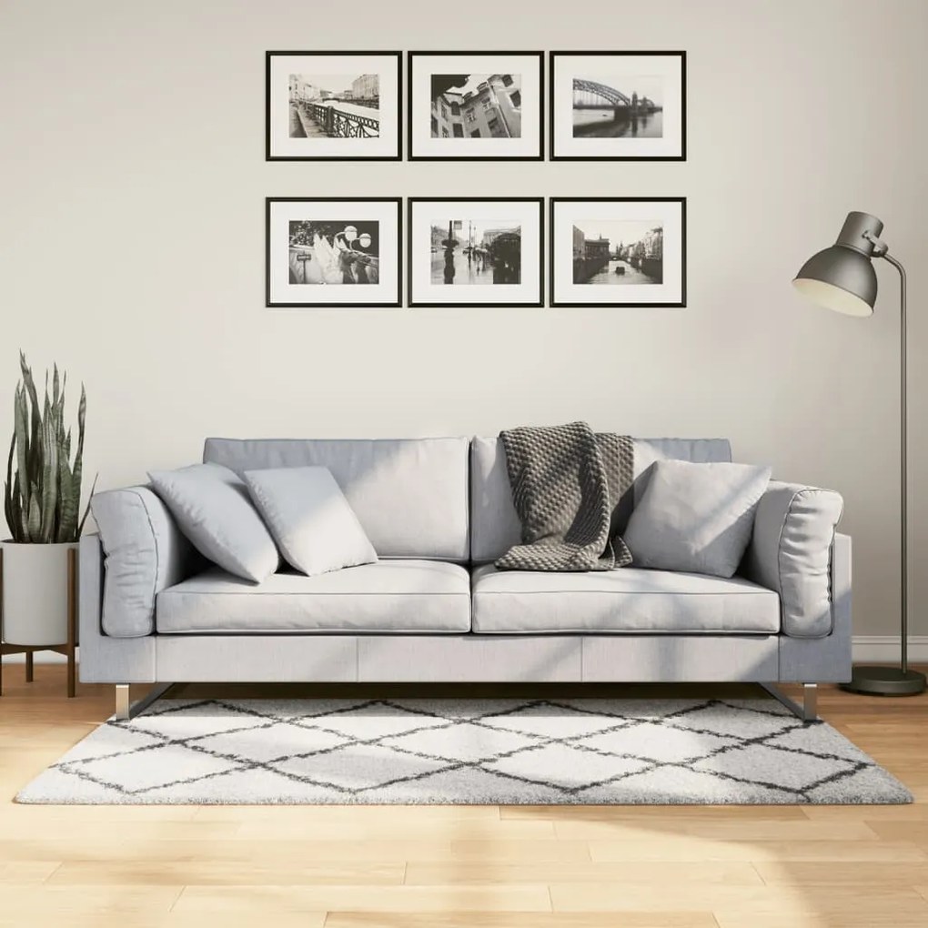 Tappeto Shaggy Pamplona A Pelo Lungo Crema E Nero 80x150 Cm /