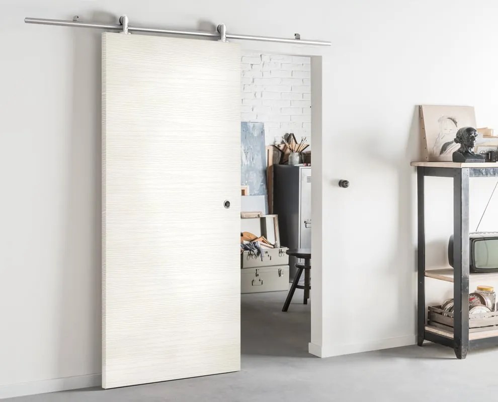 Porta scorrevole reversibile Kent in mdf bianco, L 93 x H 212 cm, con binario Ermes