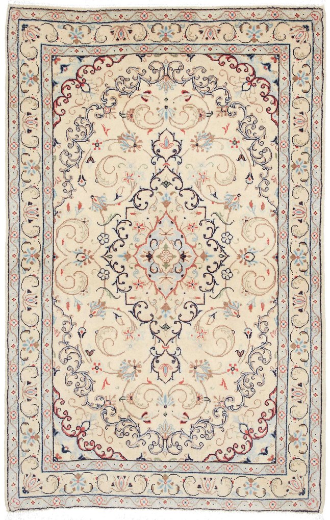 Kashan Tappeto 150x100 Beige (Iran) Annodato A Mano