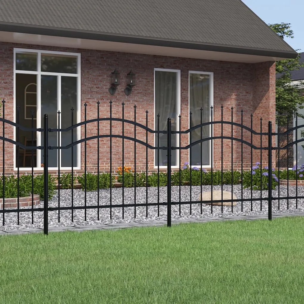 Recinzione Da Giardino Con Punta A Lancia Nera 140cm Acciaio /