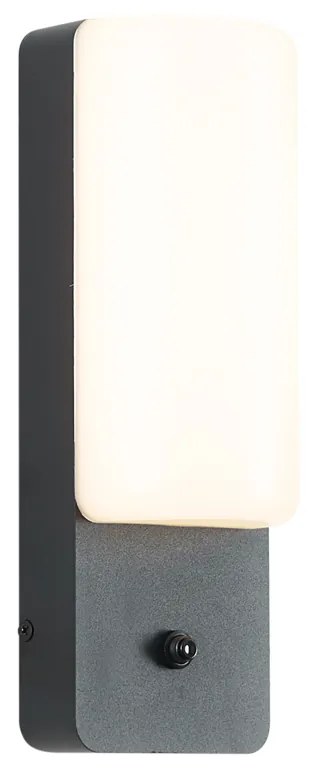 Lampada da parete per esterni nera con sensore crepuscolare e LED integrato - Shift