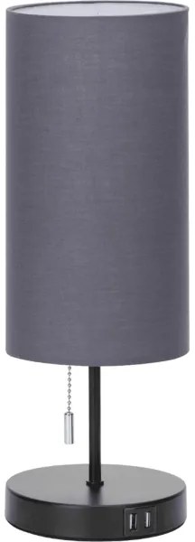 Aigostar - Lampada da tavolo con porta USB 1xE27/40W/230V nero