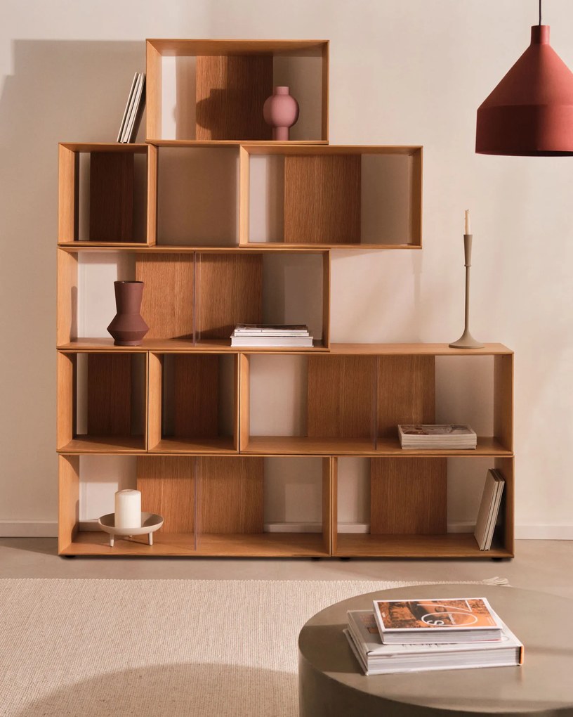 Kave Home - Modulo libreria grande Litto impiallacciato rovere 101 x 38 cm