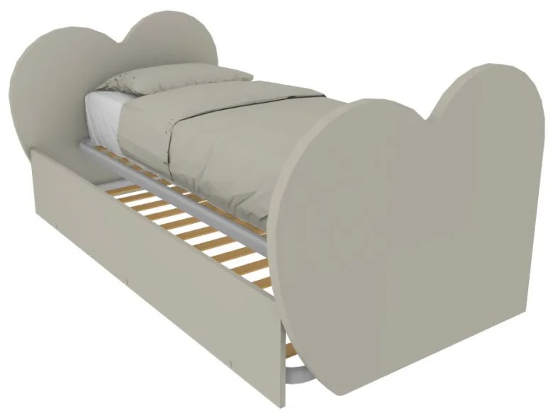 CUPIDODBR - Letto cameretta singolo con testata e pediera a cuore 80x190 con secondo letto estraibile .Reti incluse